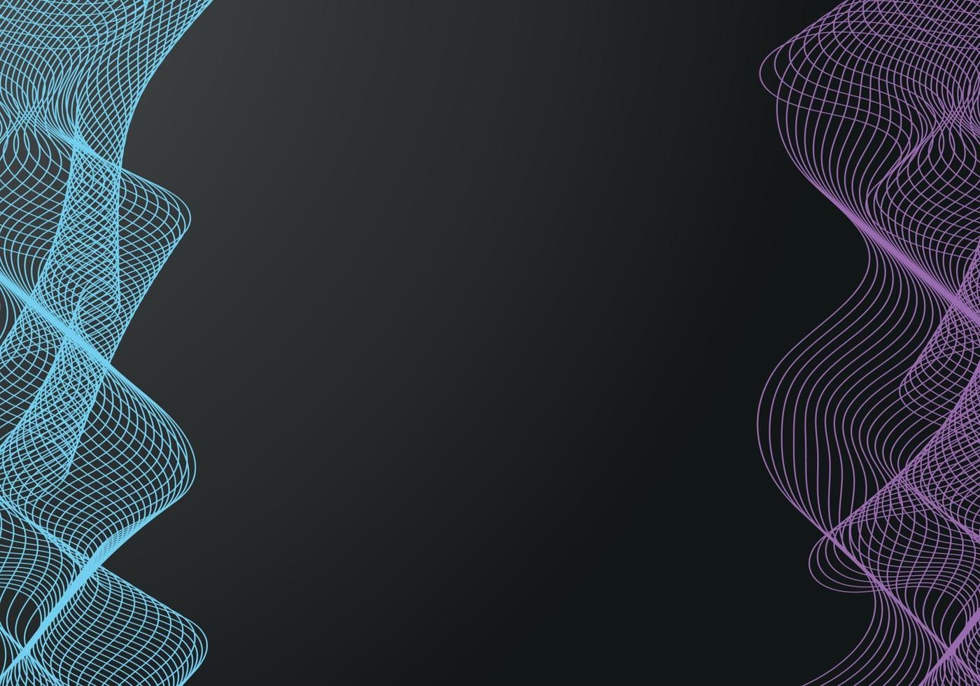 Abstract vector circle halftone black background. Gradient retro line pattern design. Monochrome graphic.