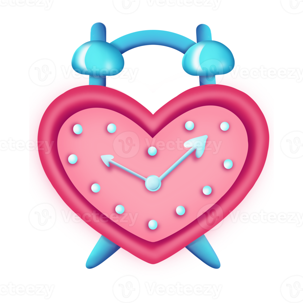 Heart shaped alarm clock.Design for Valentines Day 19029767 PNG