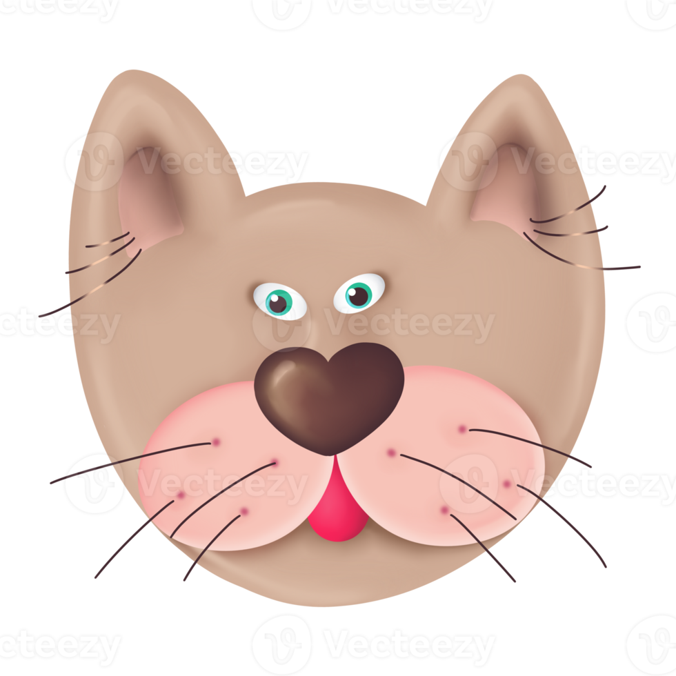 Head of funny cartoon cat png