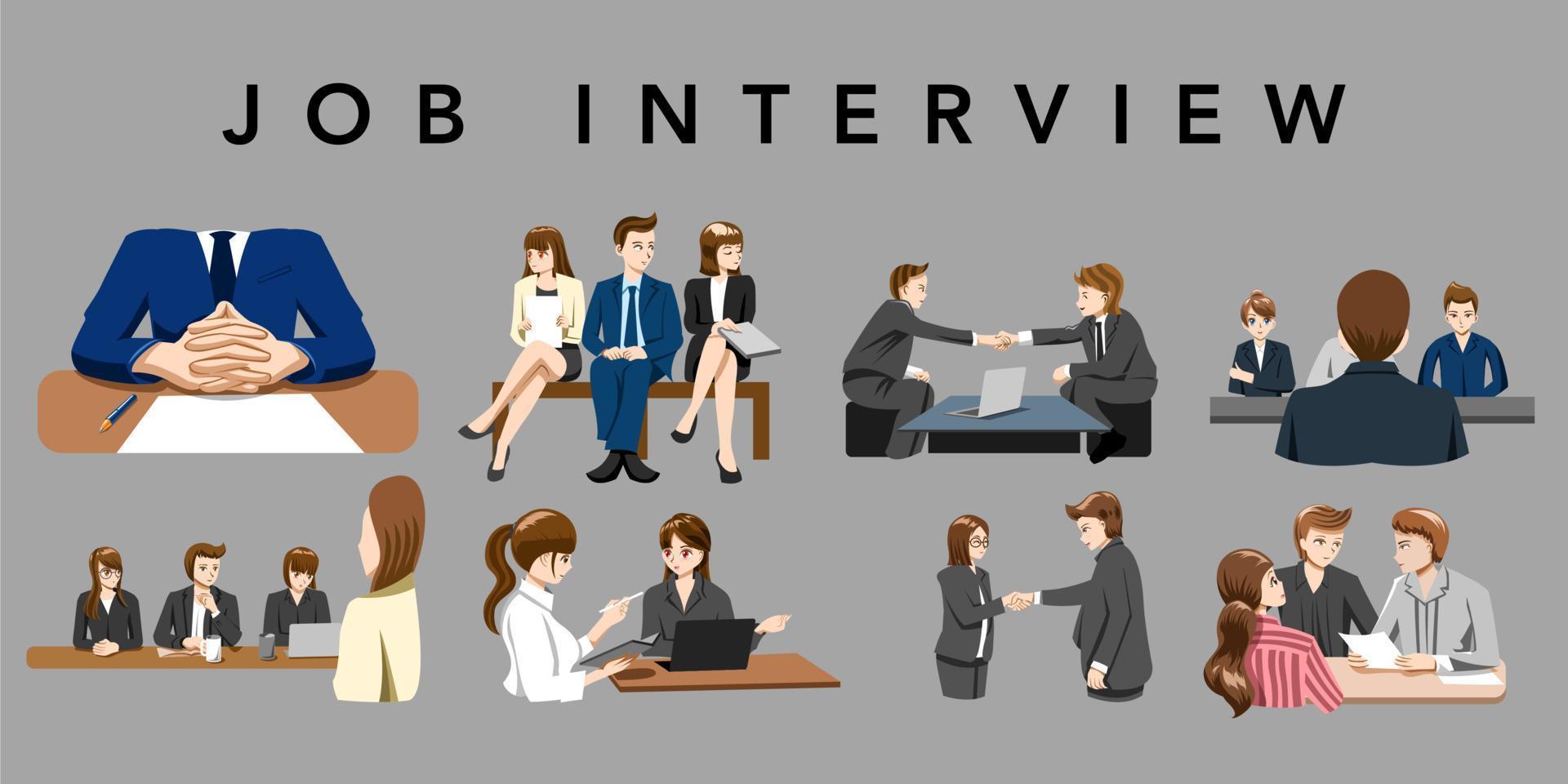 entrevista de trabajo vector set colección gráfico clipart diseño