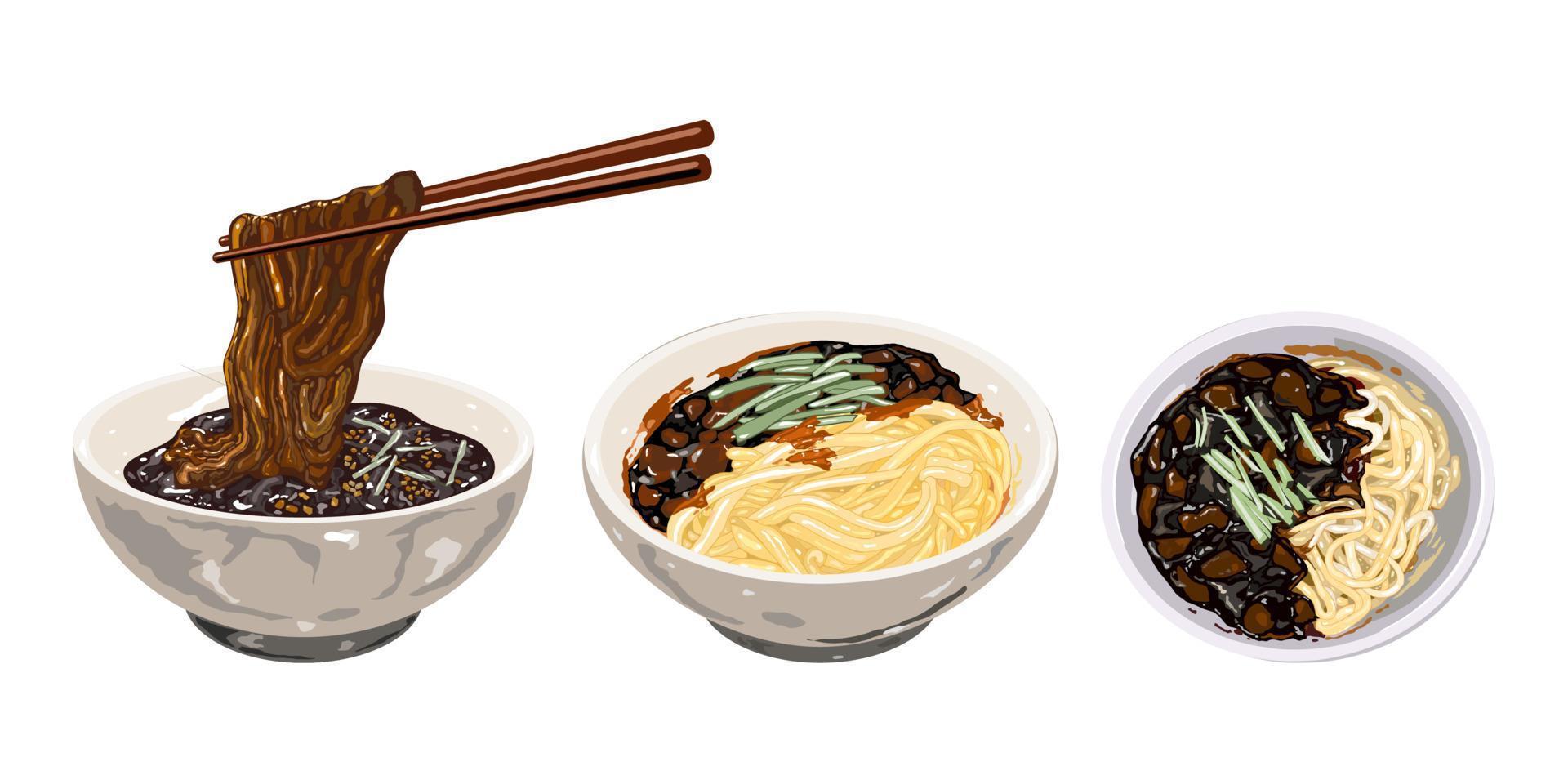 jajangmyeon vector set colección gráfico clipart diseño