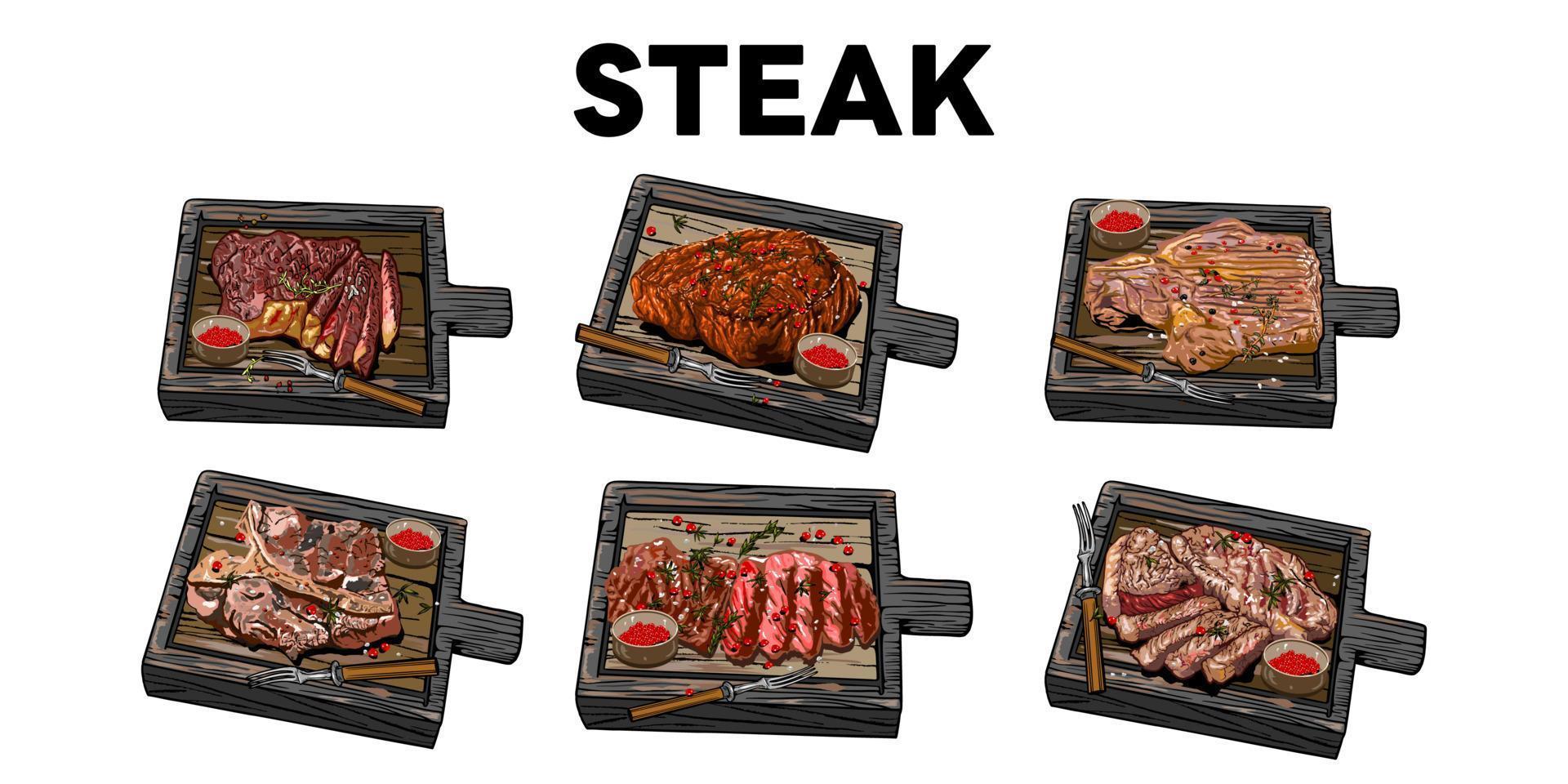 steak vector set collection graphic clipart design
