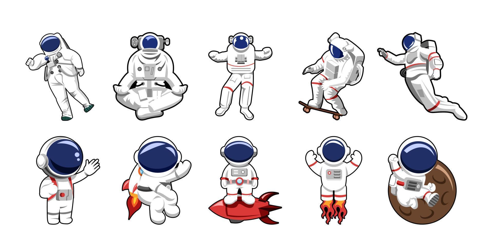 astronaut vector set collection graphic clipart design