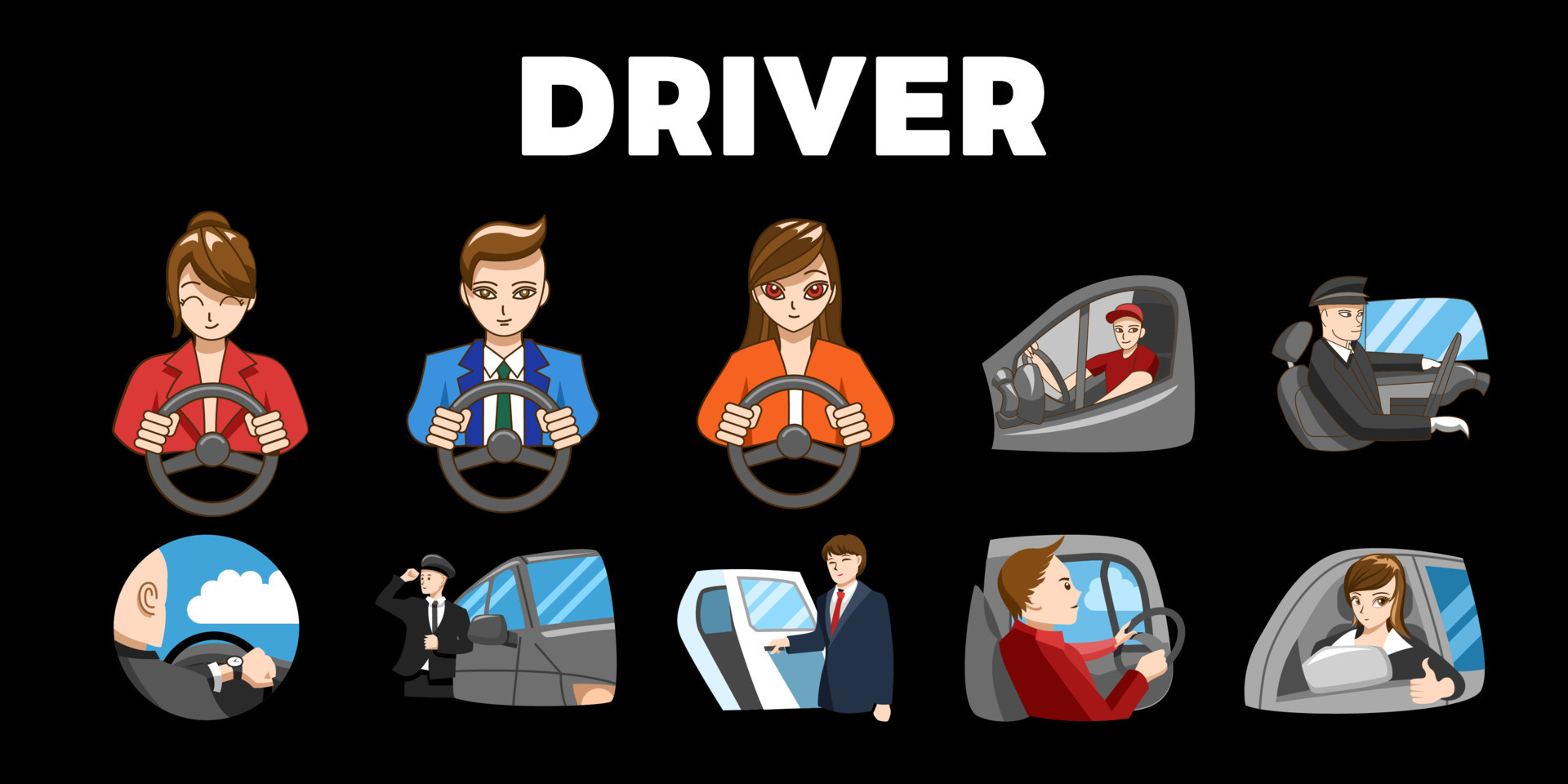 Driver vector set collection graphic clipart design 19029859 Vector Art ...