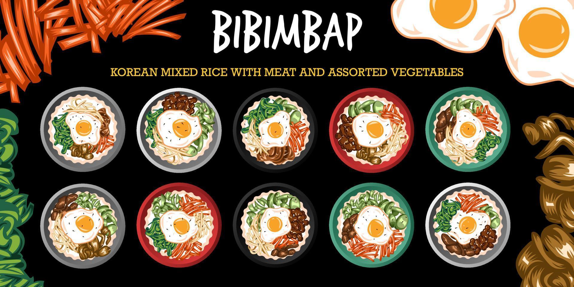 bibimbap vector set colección diseño gráfico