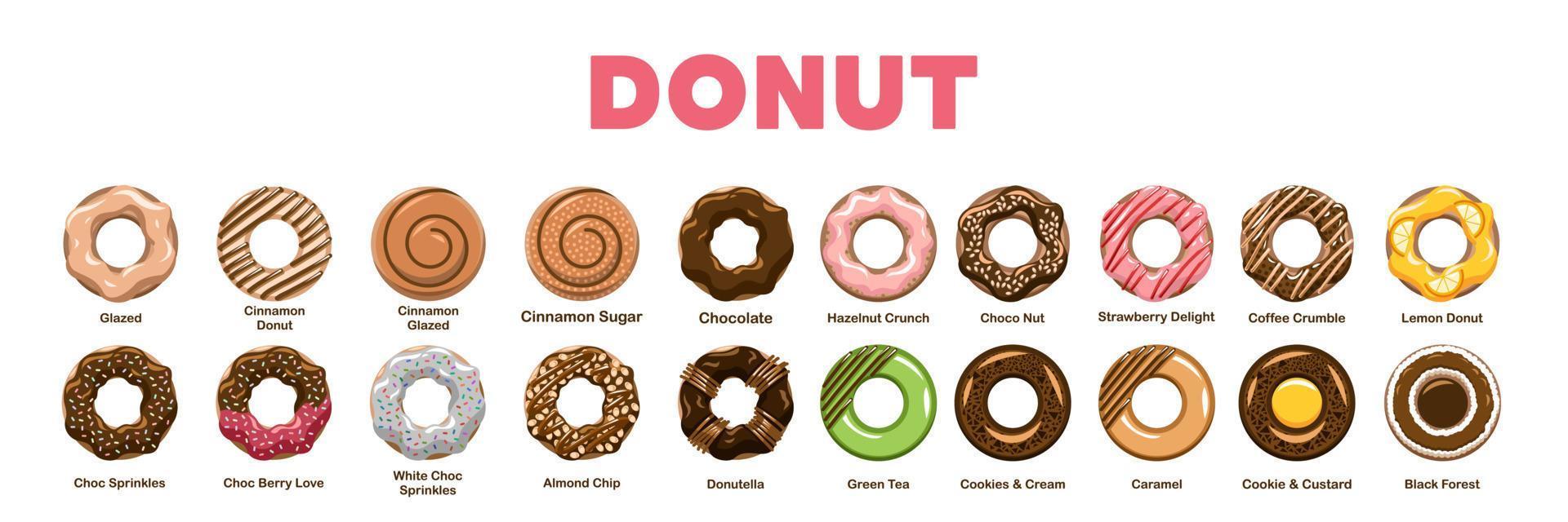 Donut vector set collection graphic design