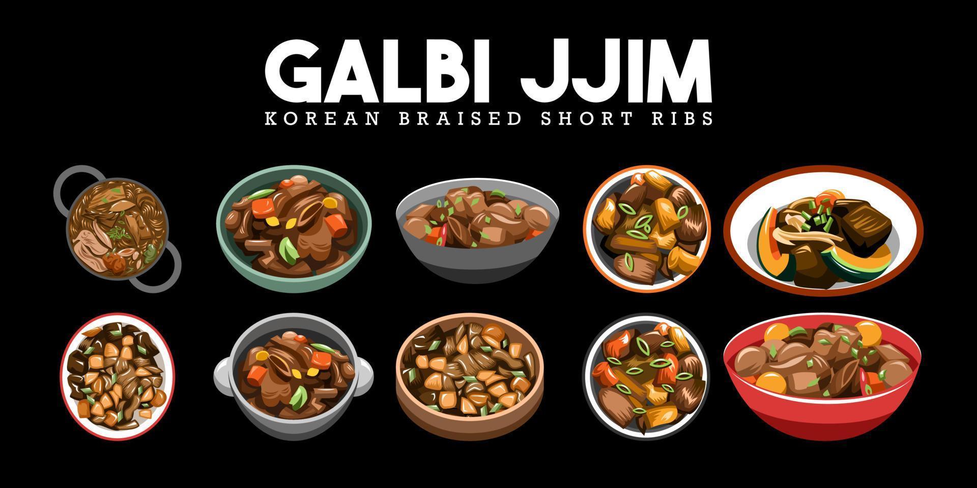 galbi jjim vector set colección diseño gráfico