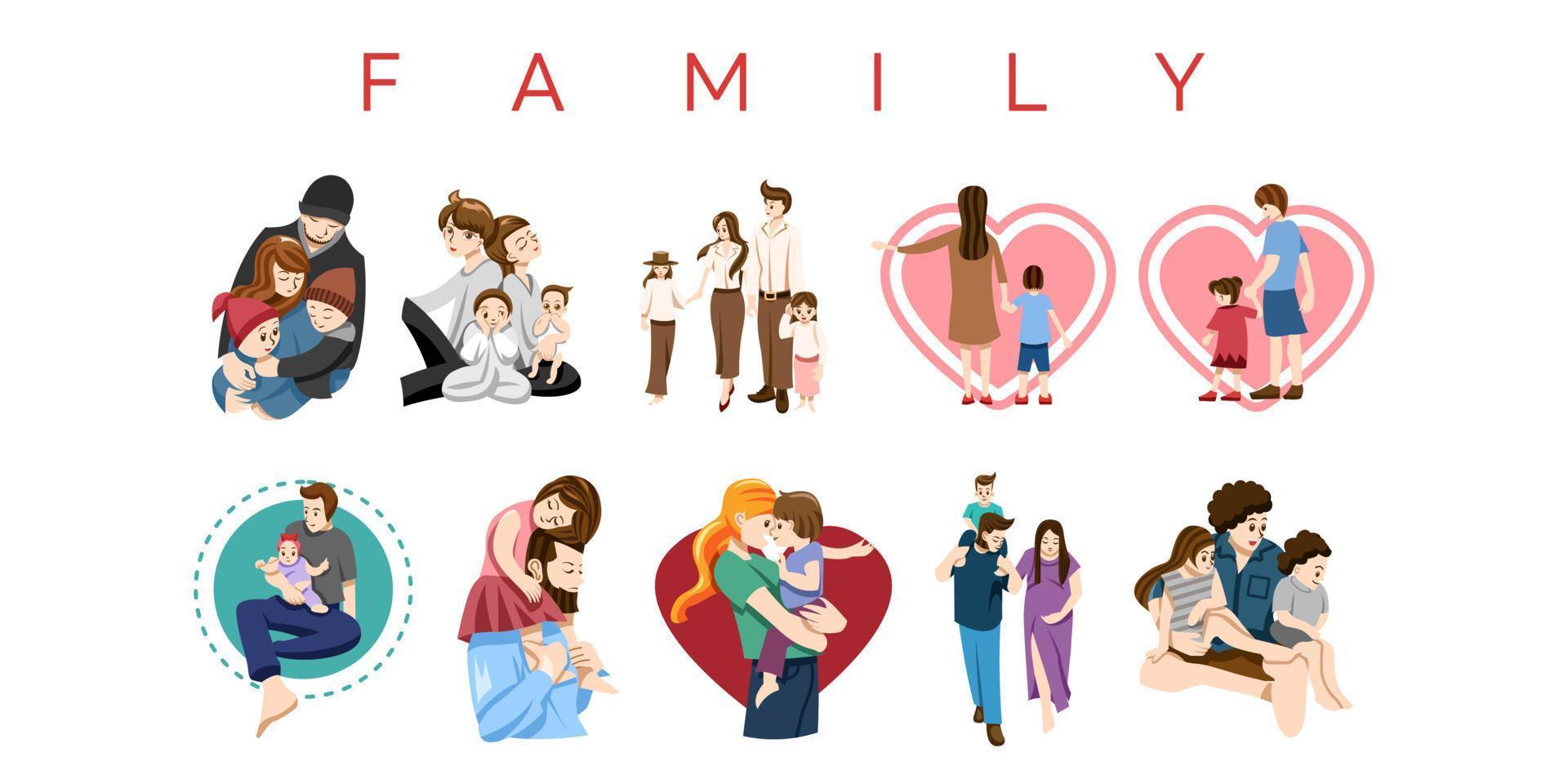 Family vector set collection graphic clipart design