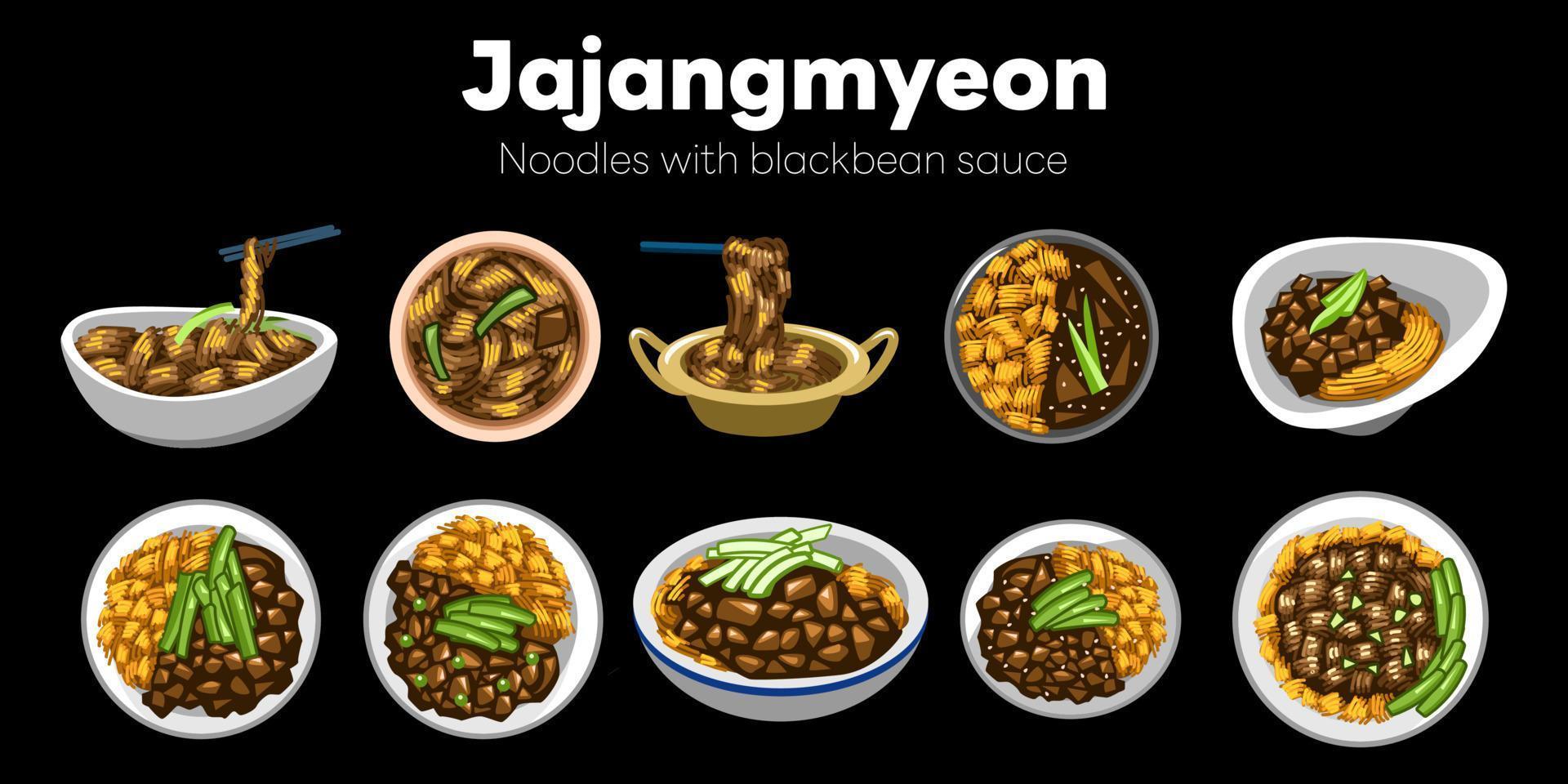 jajangmyeon vector set collection graphic clipart design