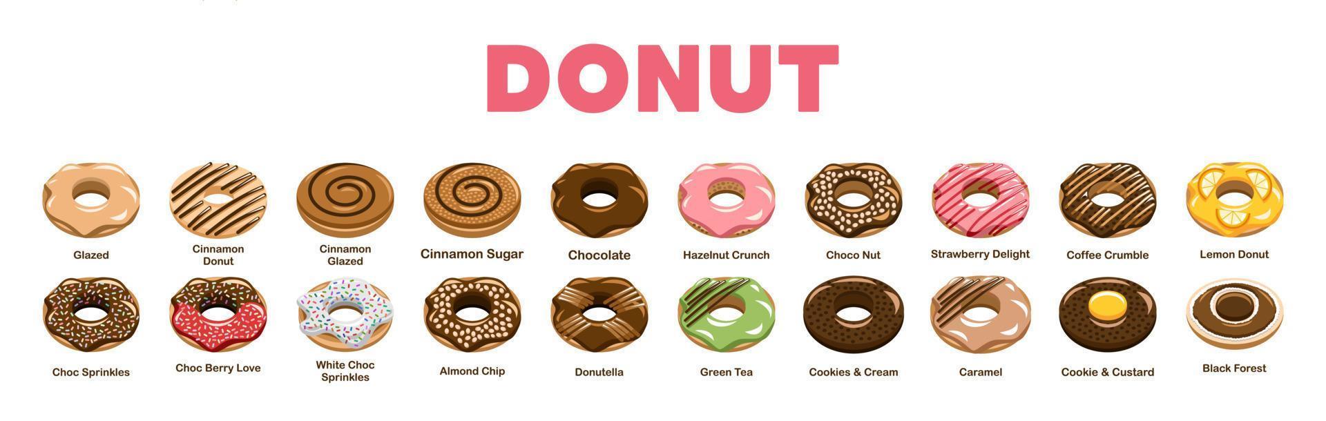 donut vector set colección diseño gráfico