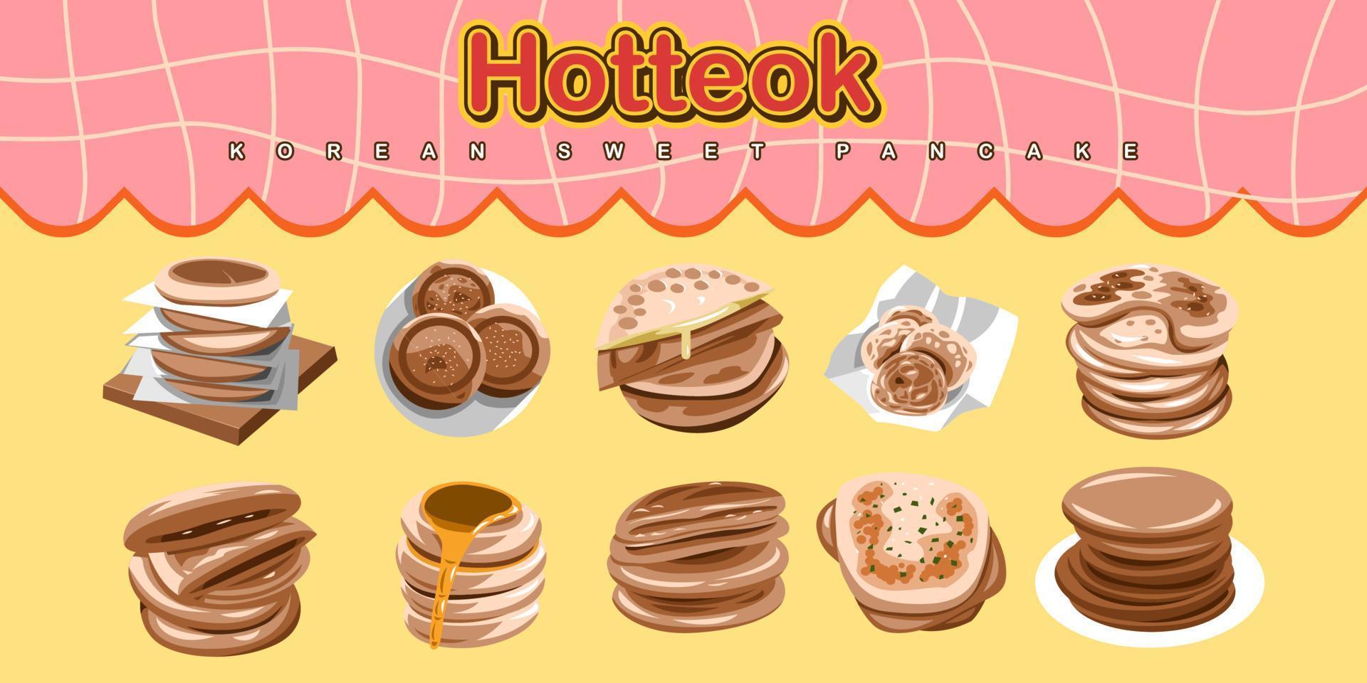 hotteok vector set colección diseño gráfico