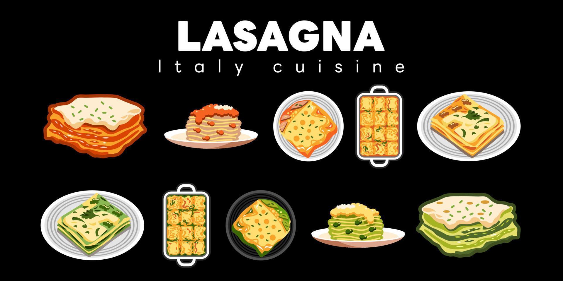 lasagna vector set collection graphic clipart design