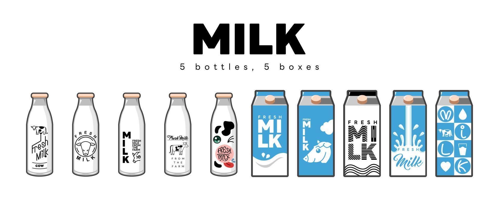 Milk vector set collection graphic design