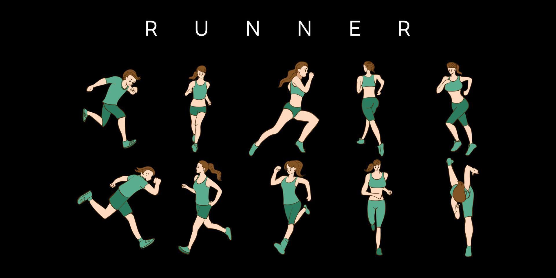 runner vector set colección gráfico clipart diseño