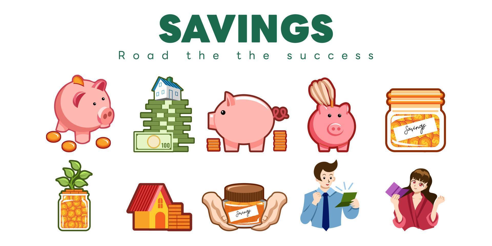 Savings vector set collection graphic clipart design