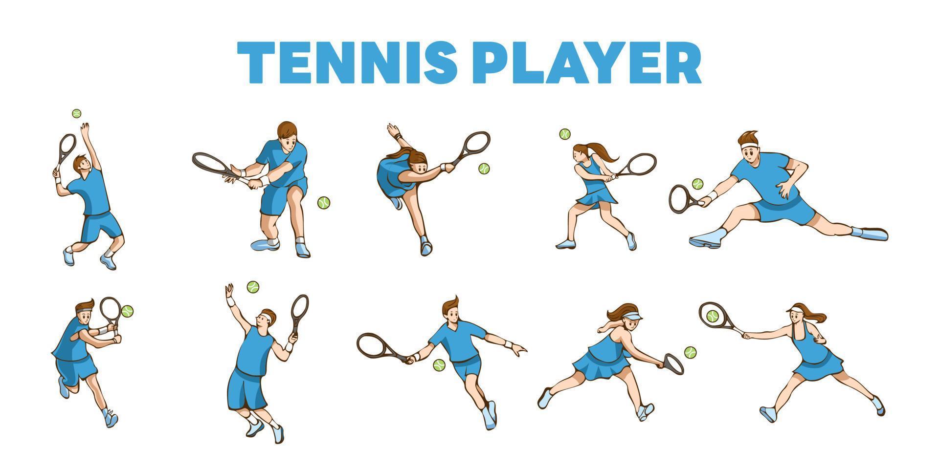 Tennis player vector set collection graphic clipart design