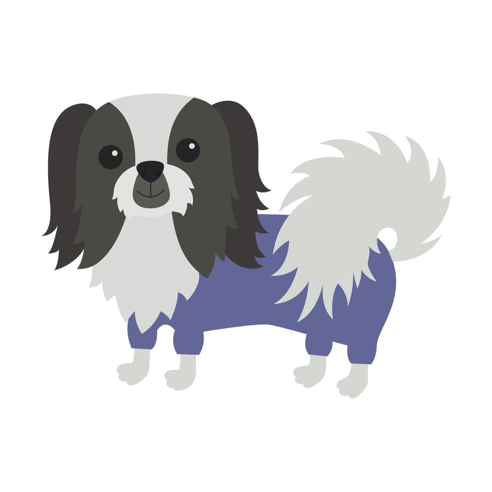 perro pekinés negro blanco vector