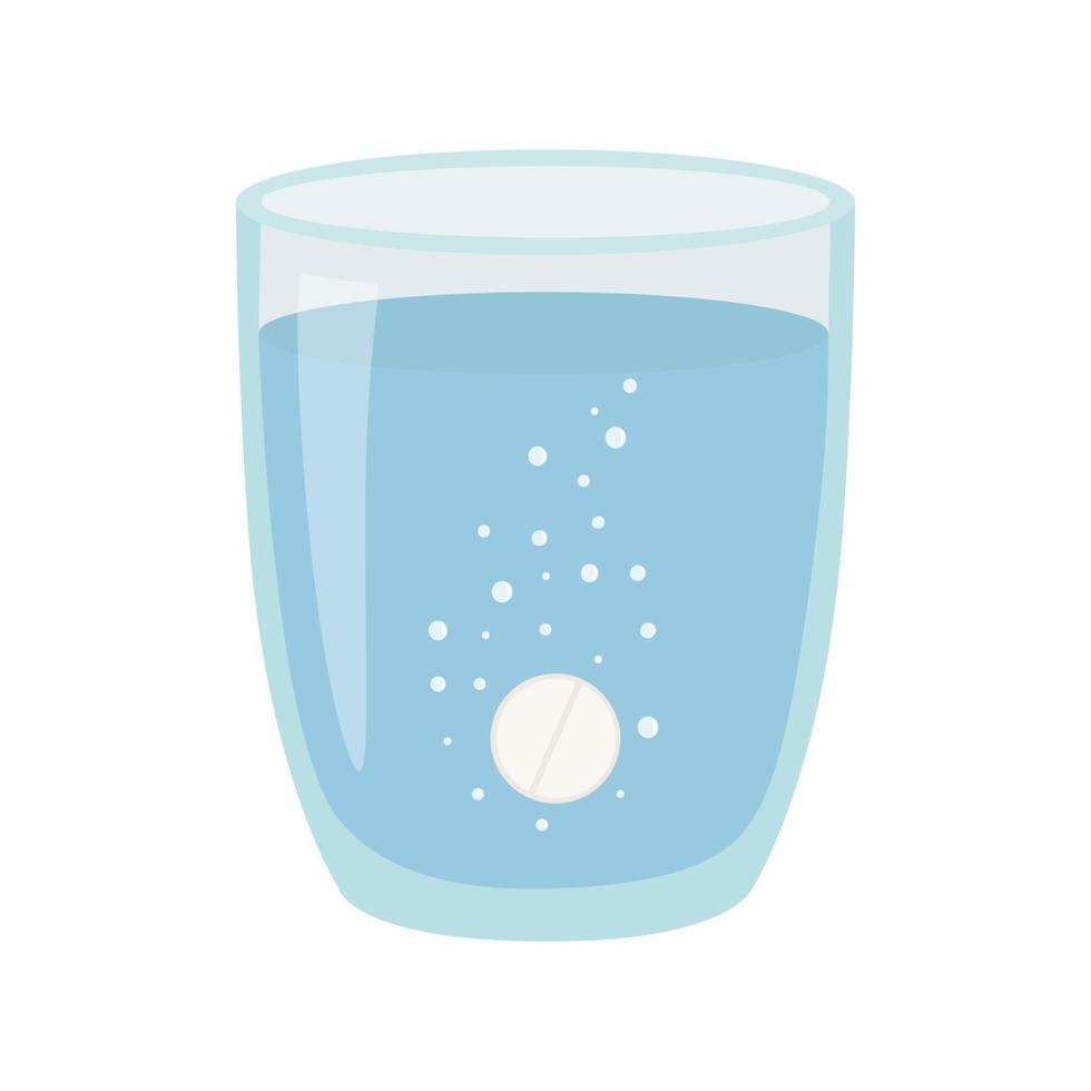 un vaso de agua con pastilla. vector