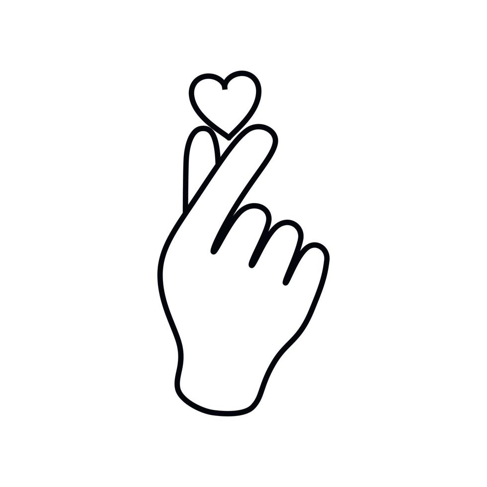 Korean symbol hand heart, a message of love hand gesture. vector