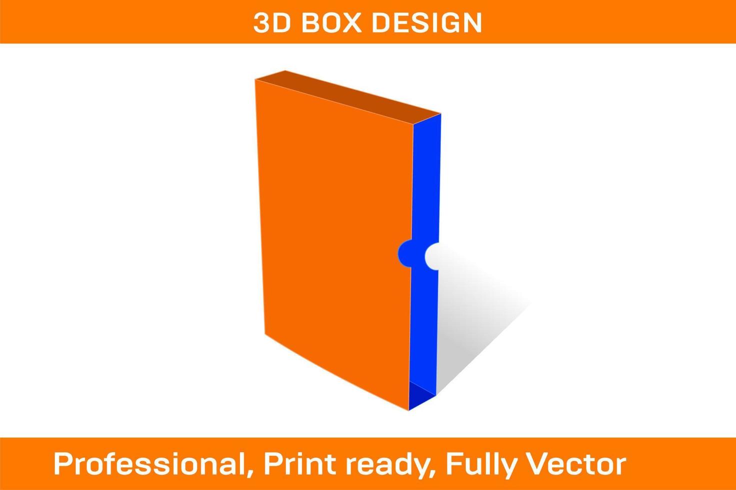 Side open Book box 9 x 6 x 1.5 inch, Book cover box Dieline template and 3D box vector