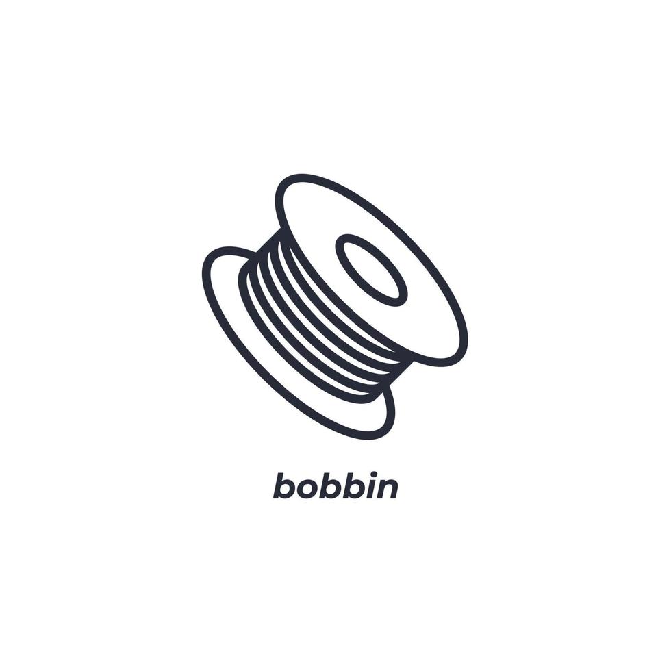 Vector sign bobbin symbol is isolated on a white background. icon color editable.