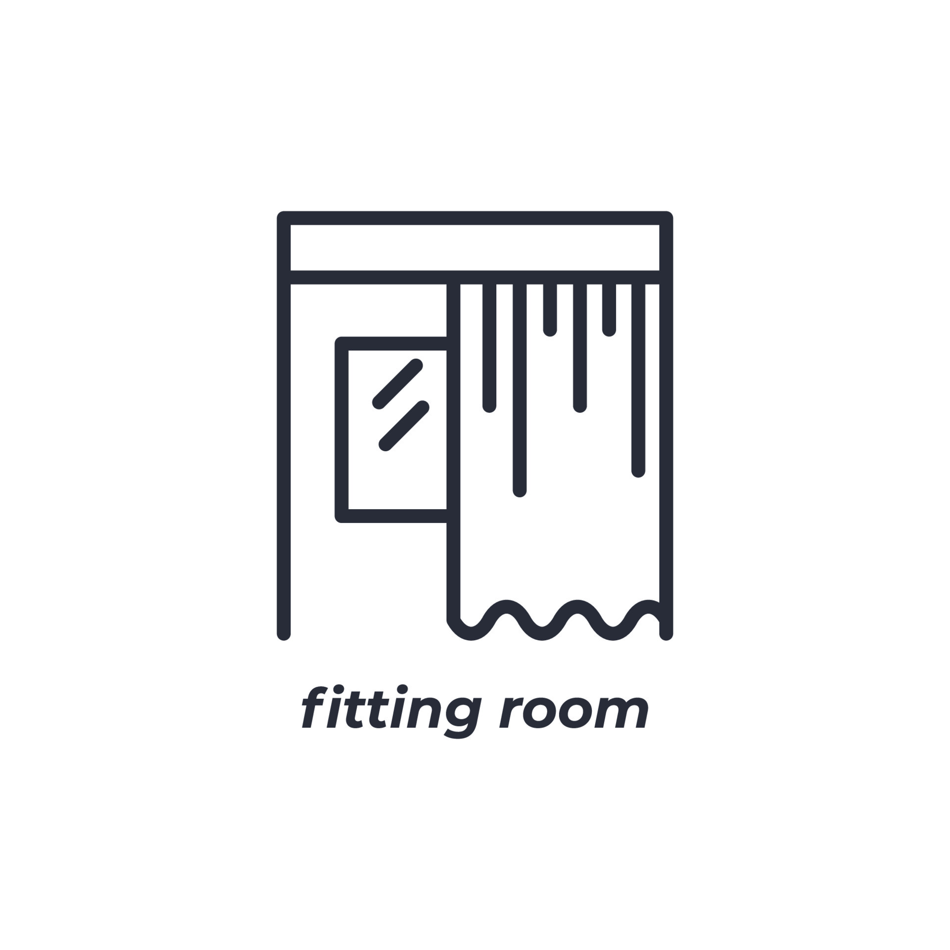 Vector sign fitting room symbol is isolated on a white background. icon