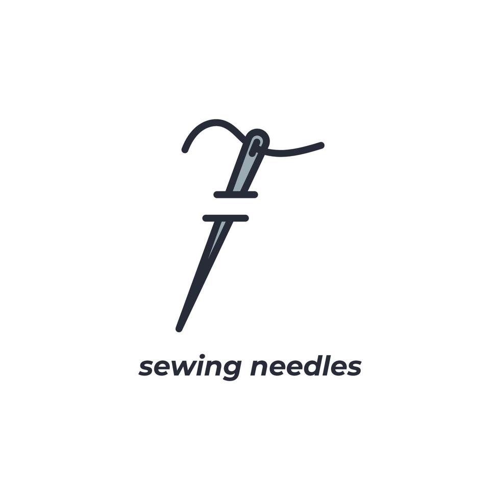 Vector sign sewing needles symbol is isolated on a white background. icon color editable.