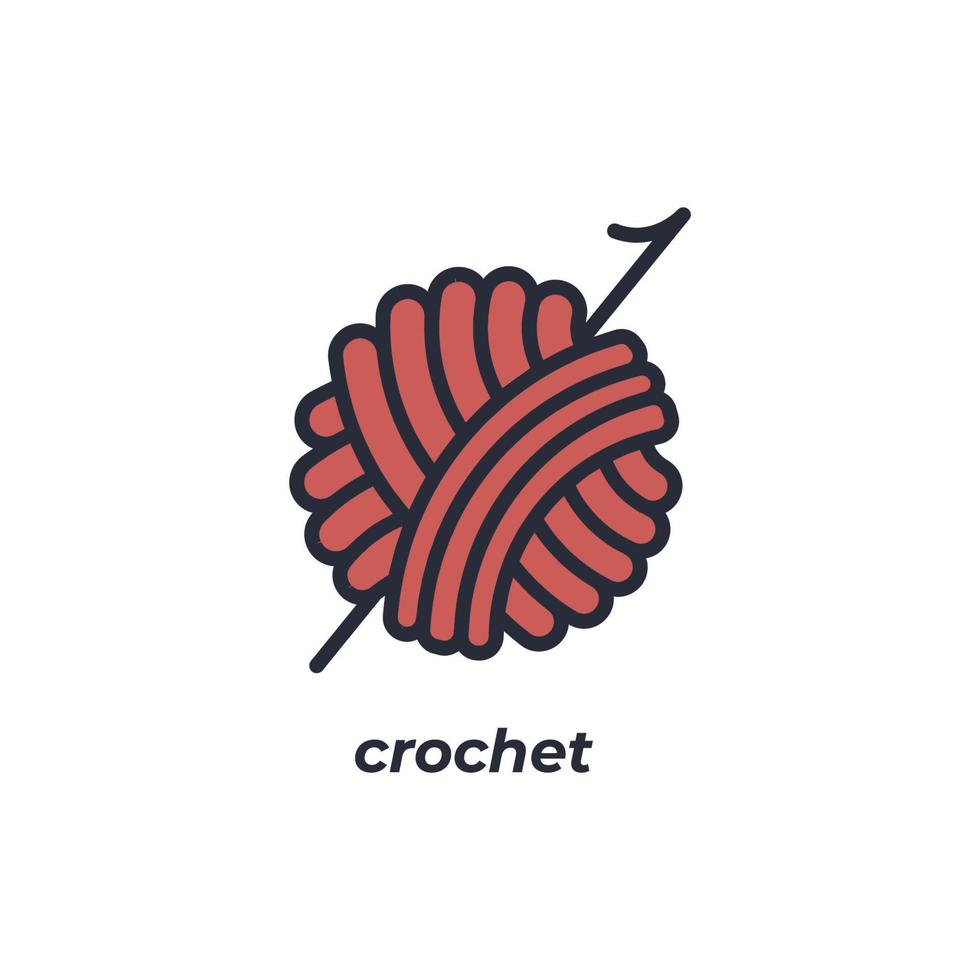 Vector sign crochet symbol is isolated on a white background. icon color editable.