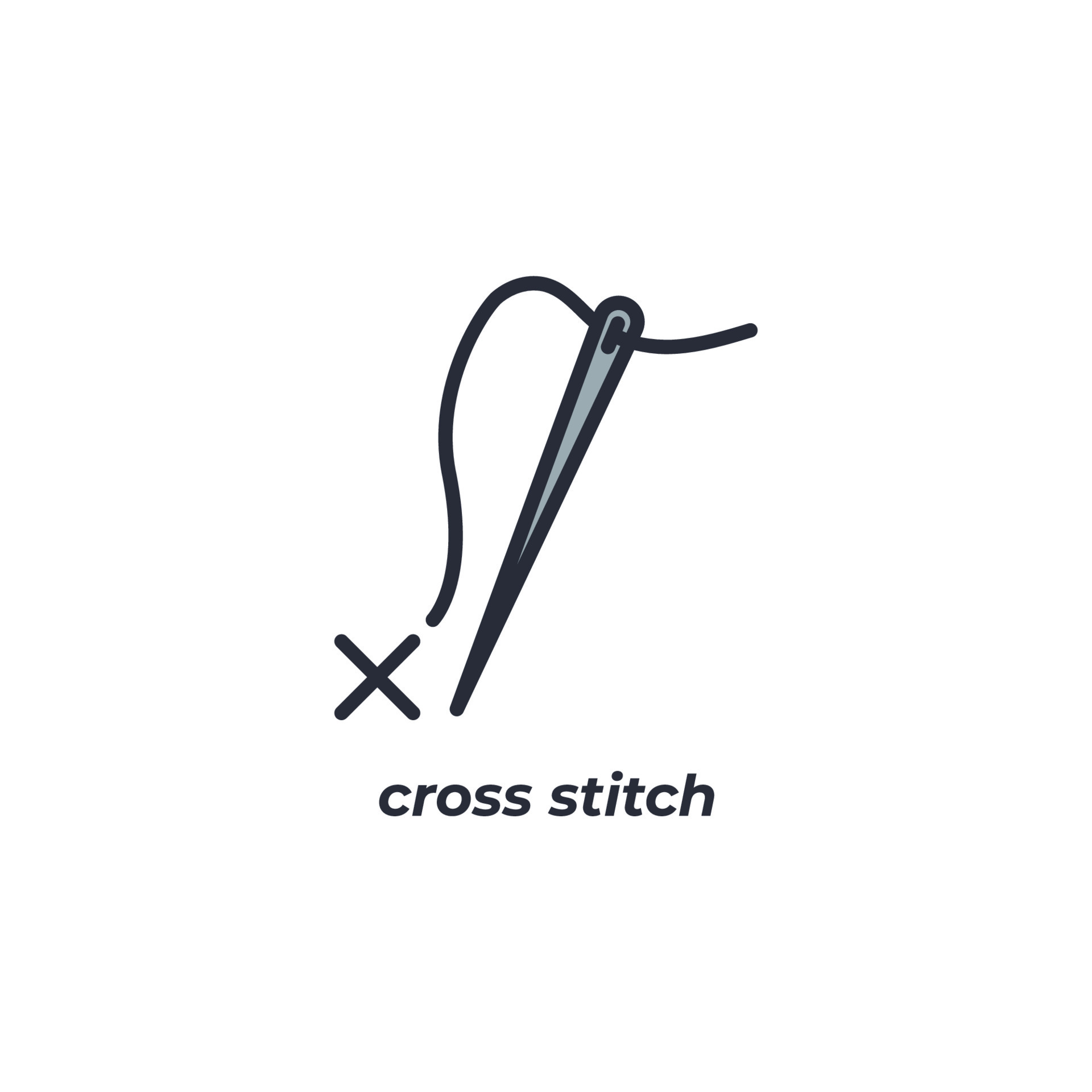 Vector sign cross stitch symbol is isolated on a white background. icon