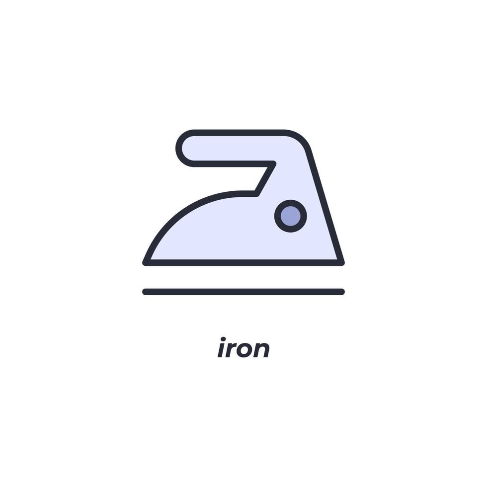 Vector sign iron symbol is isolated on a white background. icon color editable.