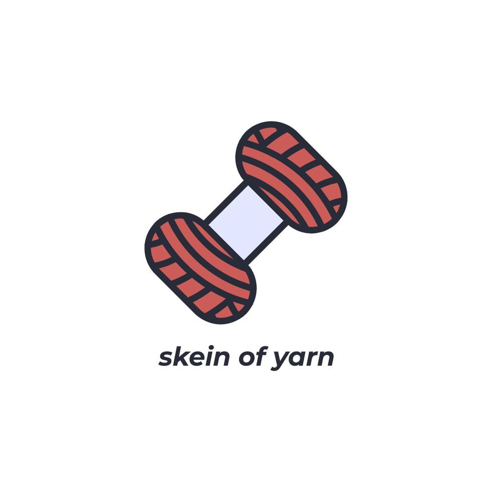 Vector sign skein of yarn symbol is isolated on a white background. icon color editable.