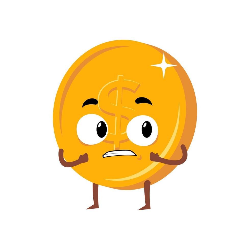 Coin mascot scared character template vector