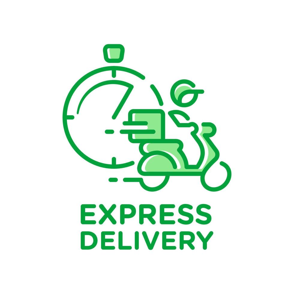 Express delivery service guy on scooter bike Logo icons template with flat design outline style vector