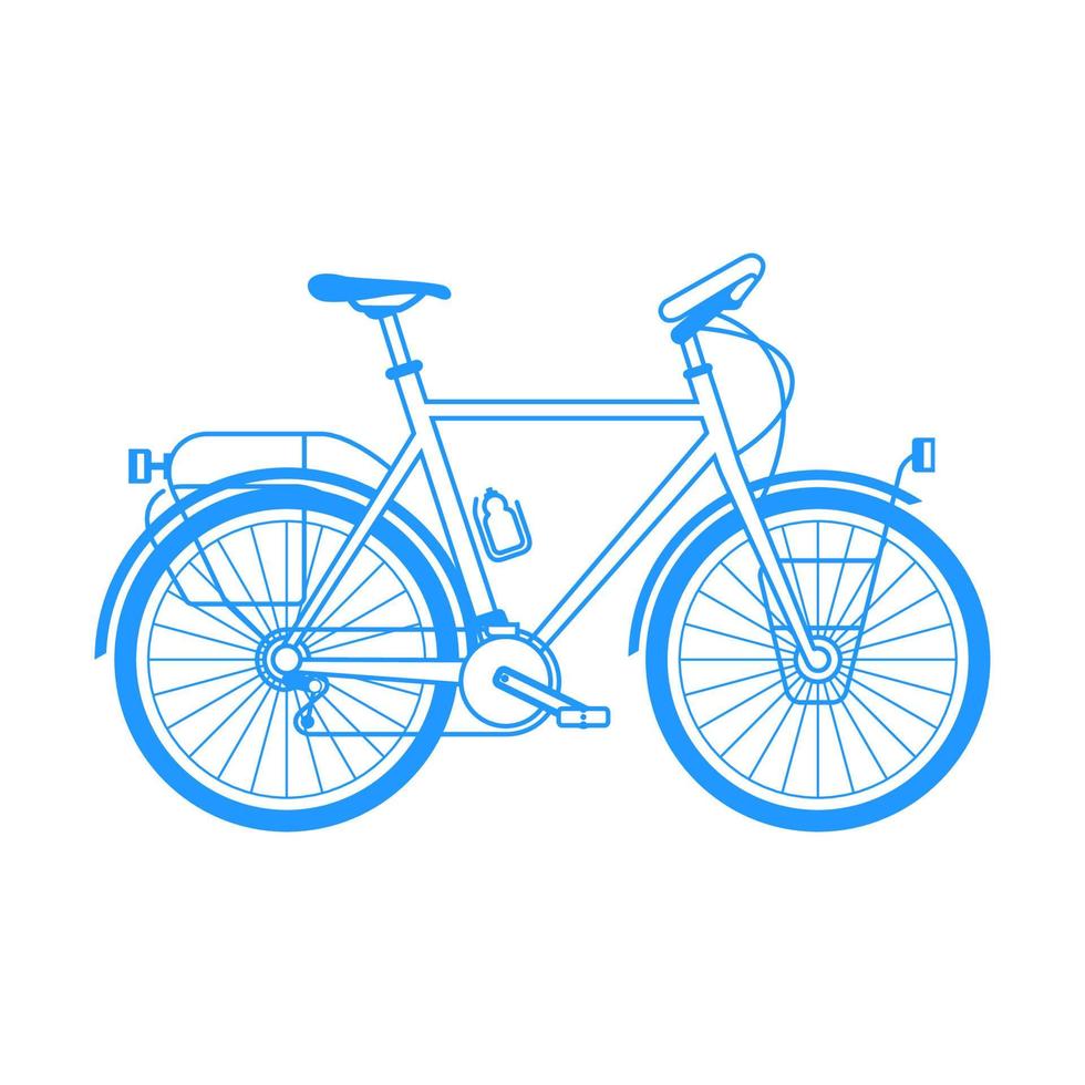 Touring bicycle outline style vector illustration