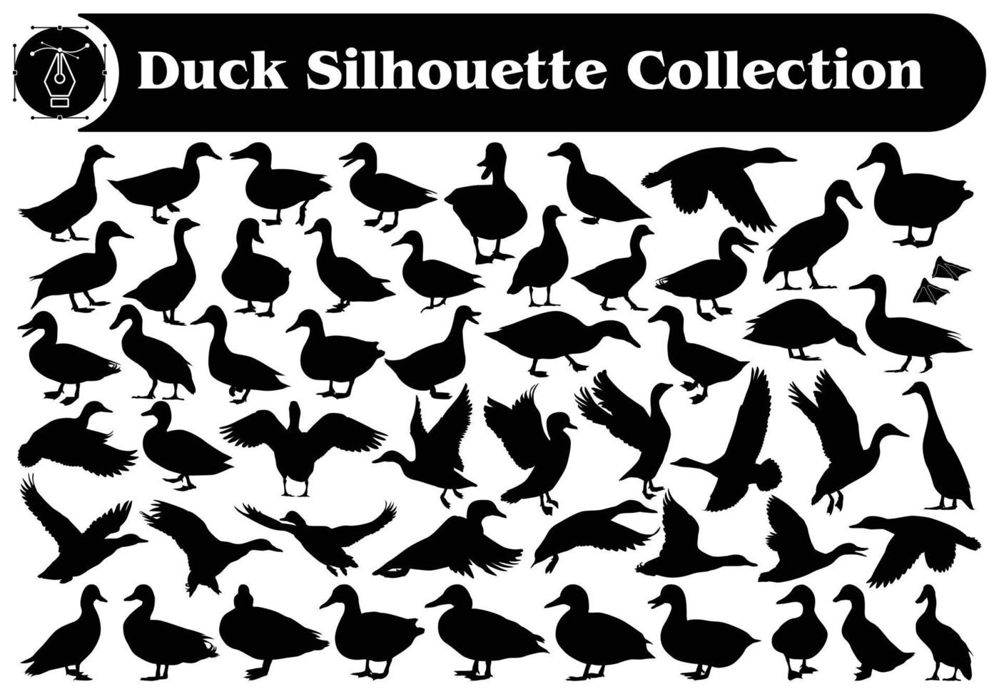 Animal duck silhouette Vector Collection