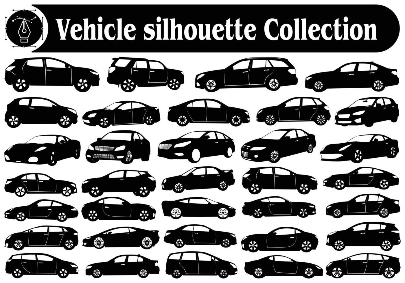 Modern Car and Vintage Car Silhouettes Vector Collection