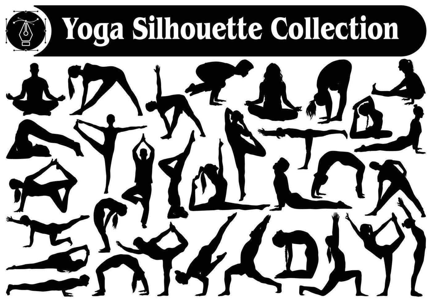 colección de vectores de siluetas de yoga o ejercicio