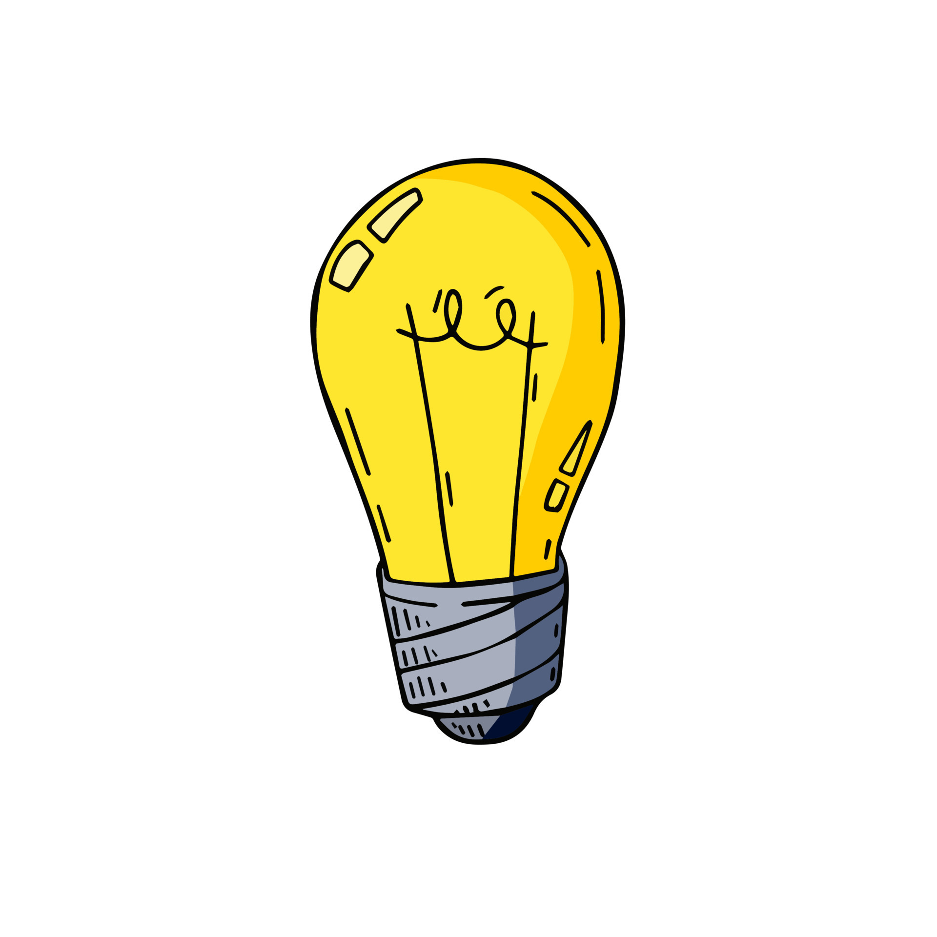 Light Bulb. Sketch drawn electric device. Cartoon doodle lighting
