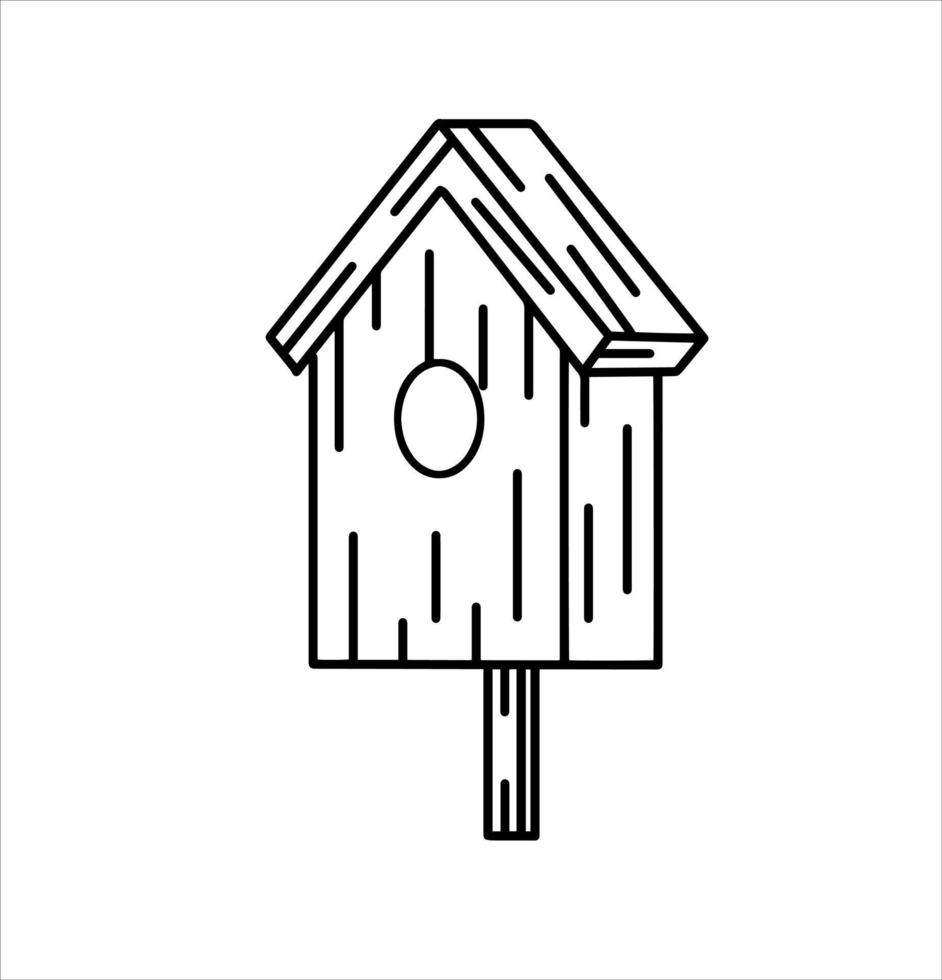 Wooden birdhouse. House for bird. Homemade nest for animal. vector