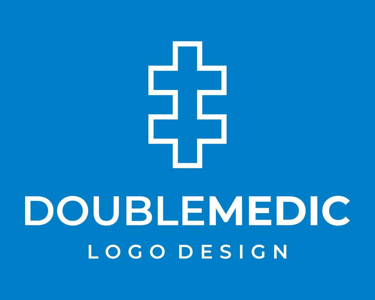 Medical cross icon double up down logo design. vector