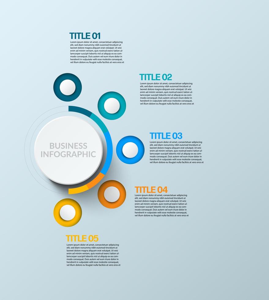 Business Infographic. Modern infographic template. Abstract diagram with 5 steps, options, parts, or processes. Vector business template for presentation. Creative concept for infographic