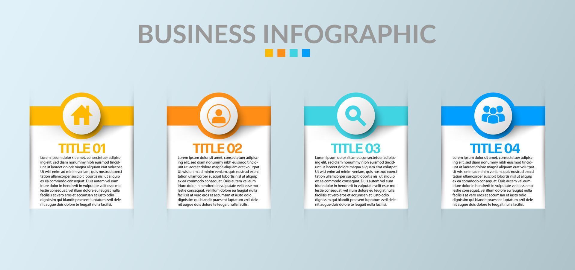 Business Infographic. Modern infographic template. Abstract diagram with 4 steps, options, parts, or processes. Vector business template for presentation. Creative concept for infographic