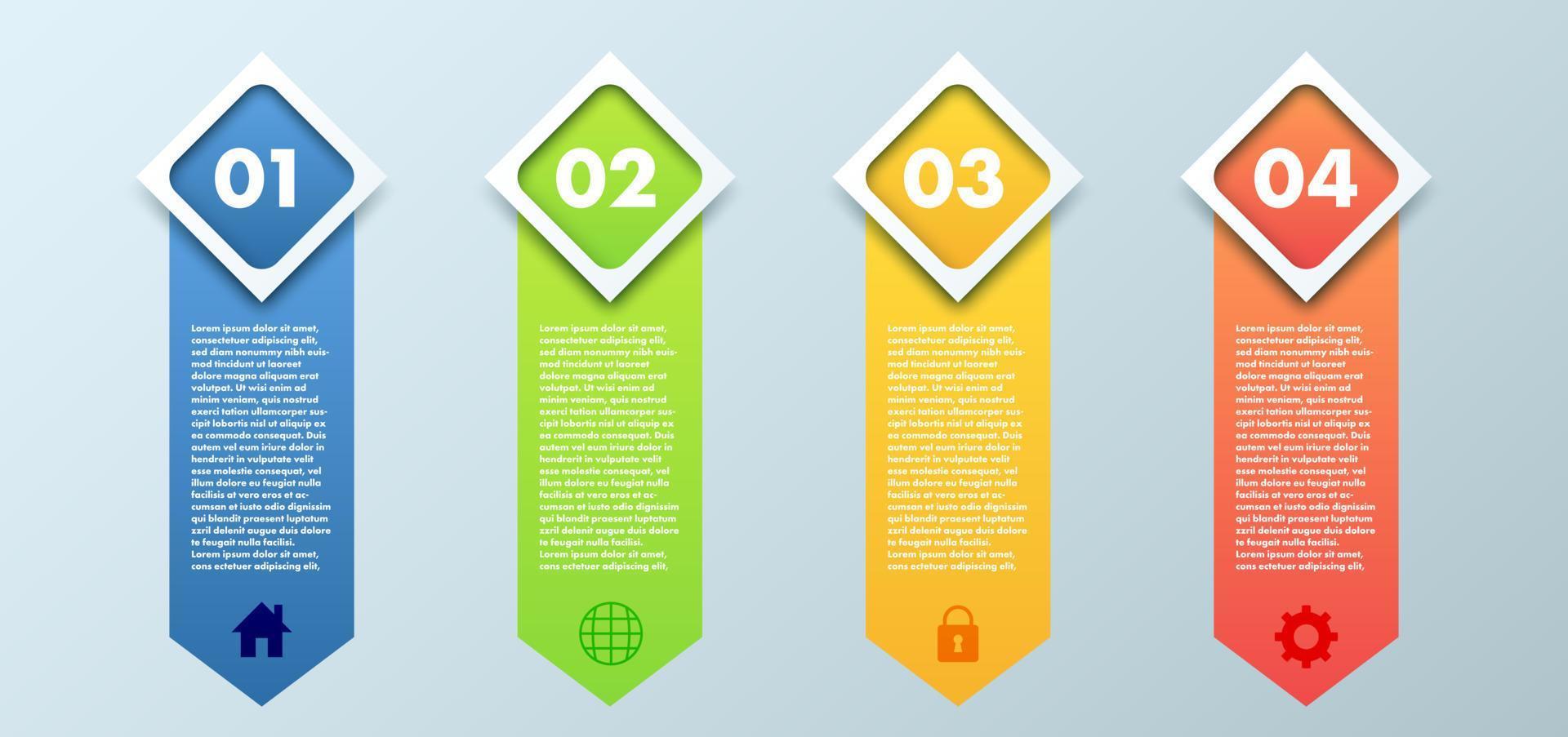 Business Infographic. Modern infographic template. Abstract diagram with 4 steps, options, parts, or processes. Vector business template for presentation. Creative concept for infographic