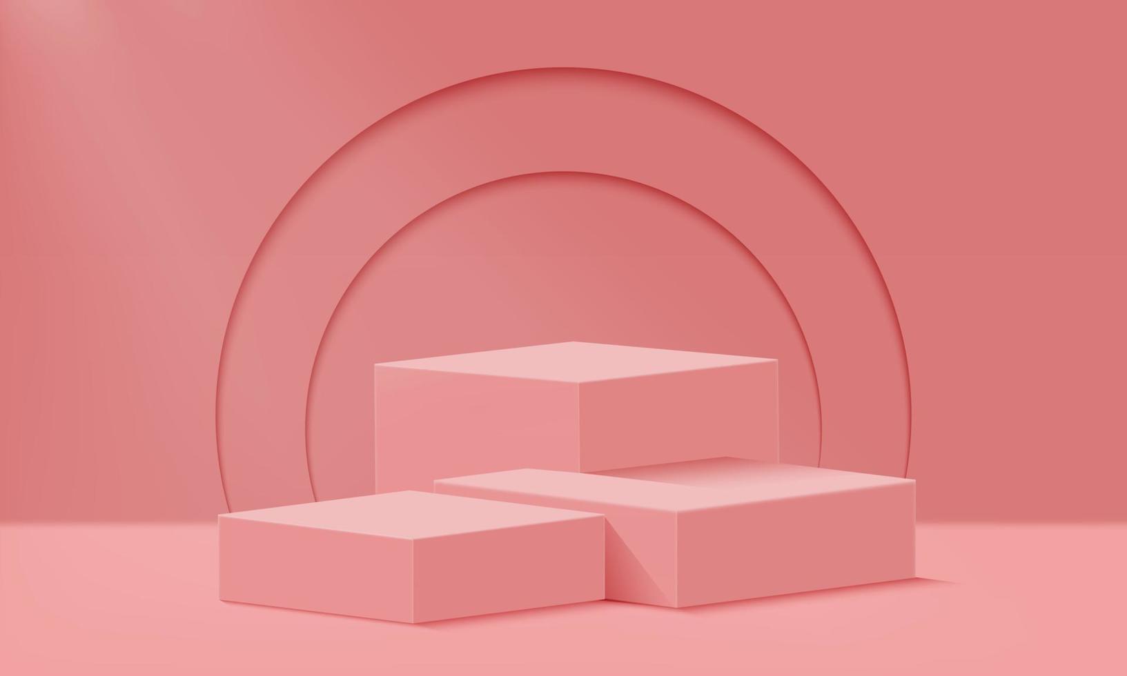 Abstract minimalist scene background. Cylinder podium on pink background. Scene platform for display product. Showcase, product presentation, mockup. Vector illustration.