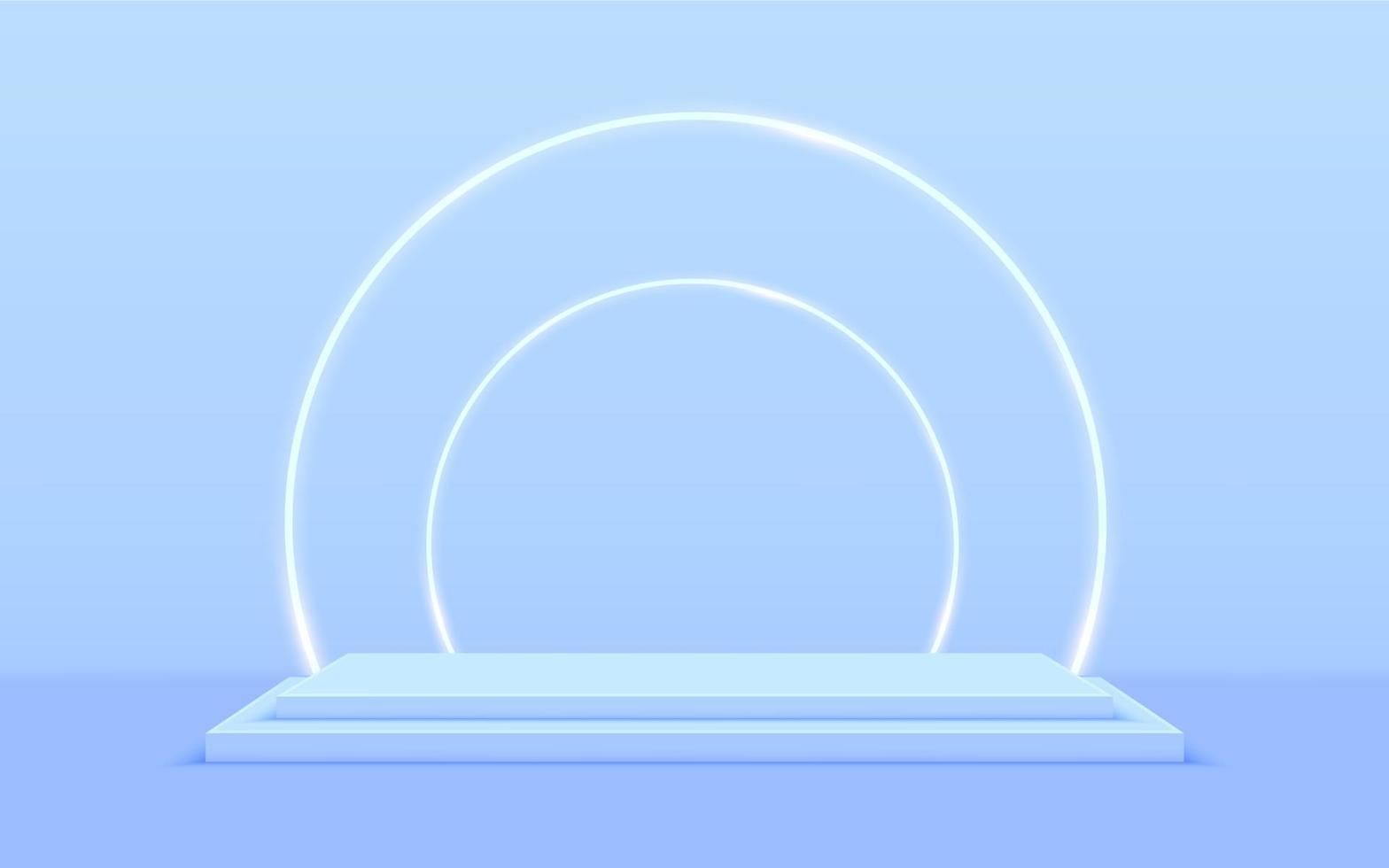 Abstract minimalist scene background. Cylinder podium on blue background. Scene platform for display product. Showcase, product presentation, mockup. Vector illustration.