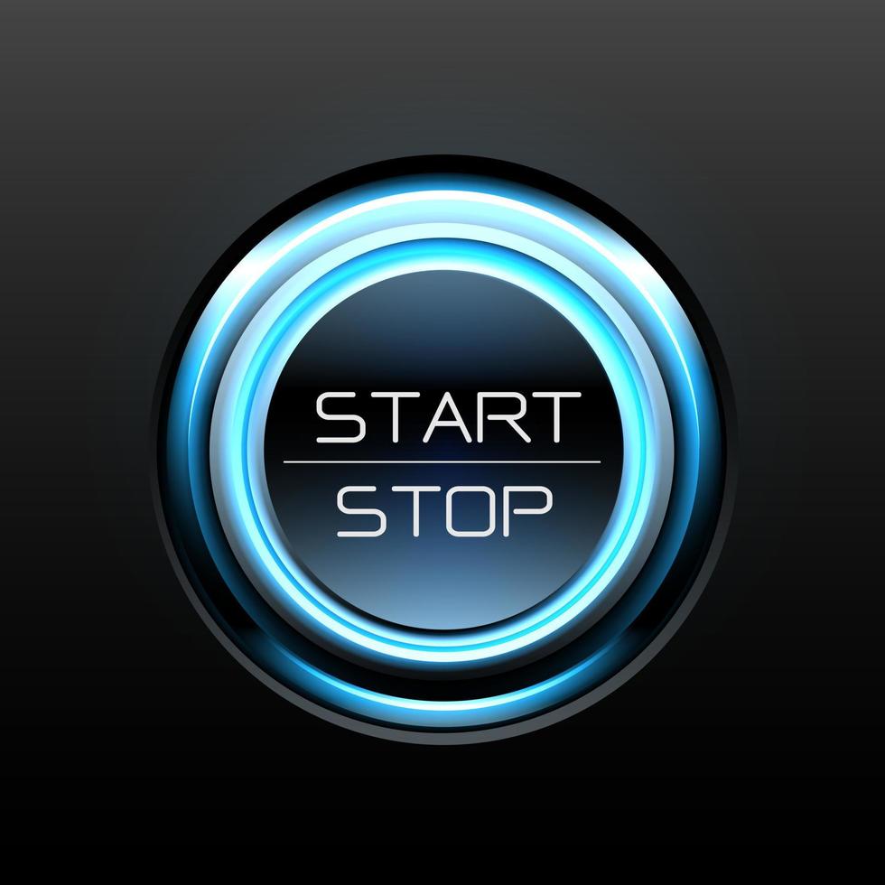 Start Stop Engine Button Blue Light Power On Black Design Concept start-stop-engine-button-blue-light-power-on-black-design-concept