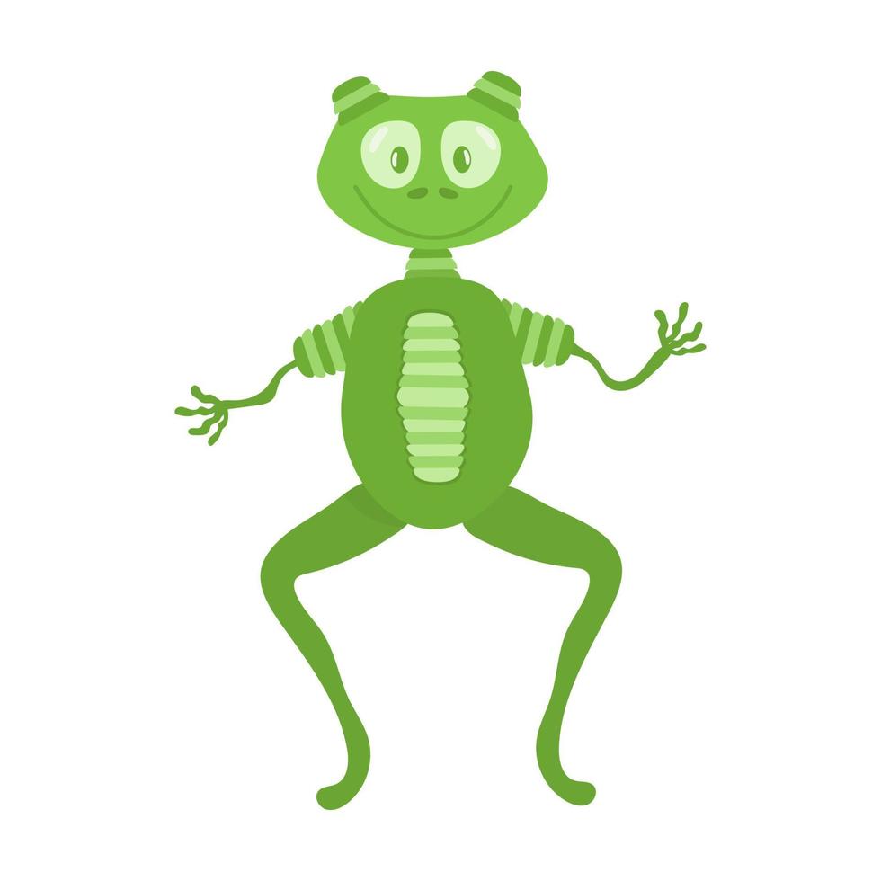 Cute smiling green frog in vector on white background