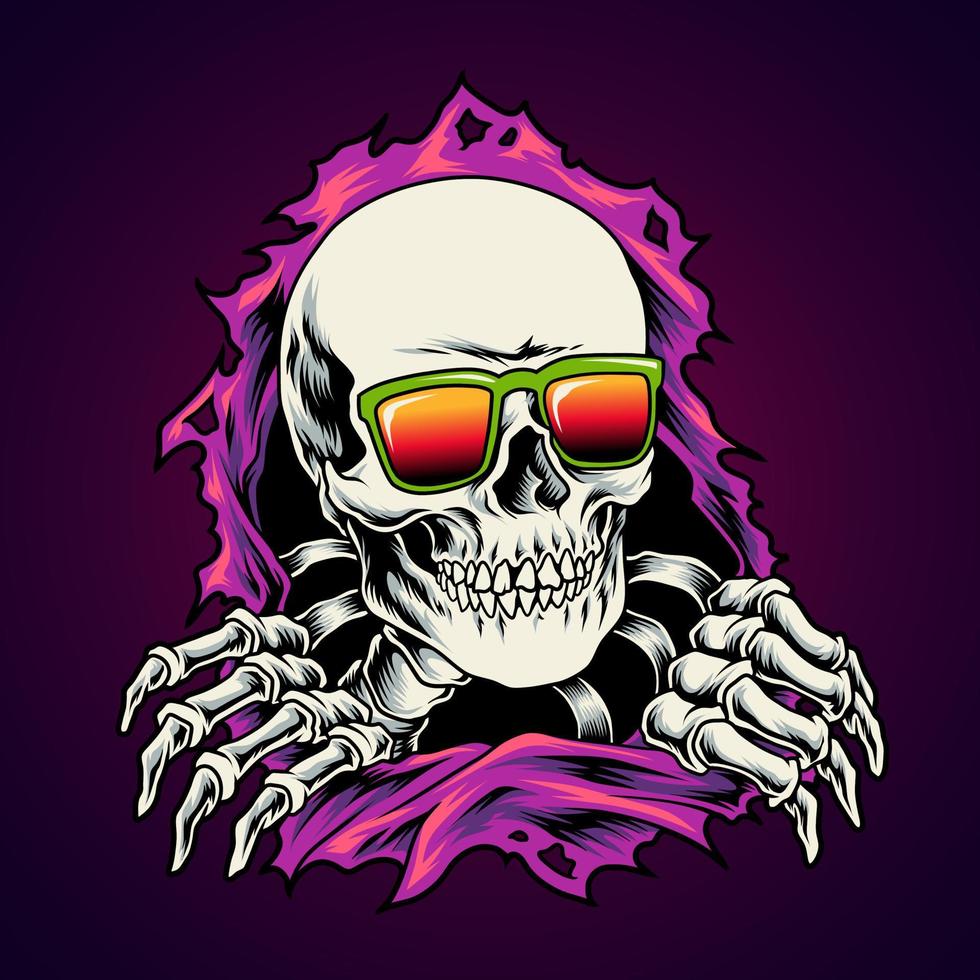 esqueleto de calavera retro vector