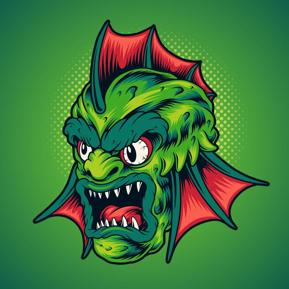 Scary monster head vector