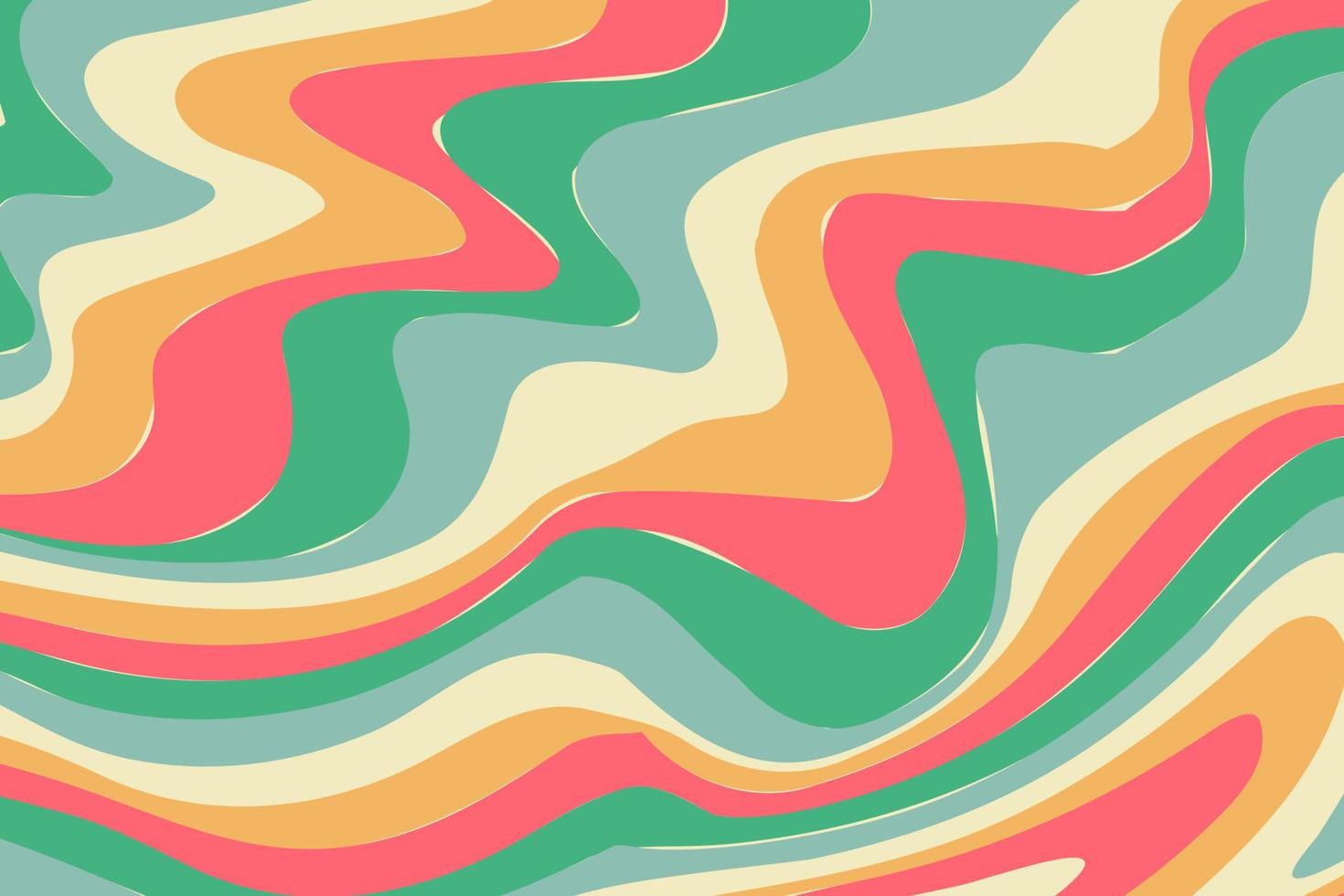 Groovy hippie 70s backgrounds with waves swirl twirl pattern vector